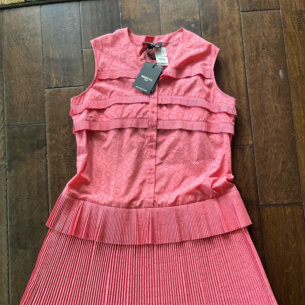 NWT Gorgeous Paule KA crewneck mid length designer pleated dress - Picture 2 of 15